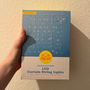 Red white and blue string lights.